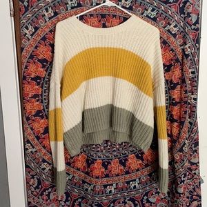 Cropped long sleeve knitted shirt